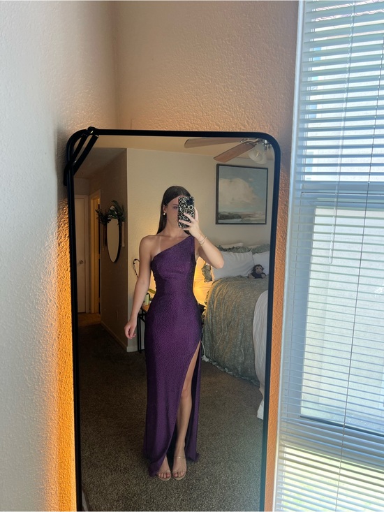 Sherri Hill Dresses & Skirts - Sherri Hill One-Shoulder Purple rhinestones Evening Gown with High Slit